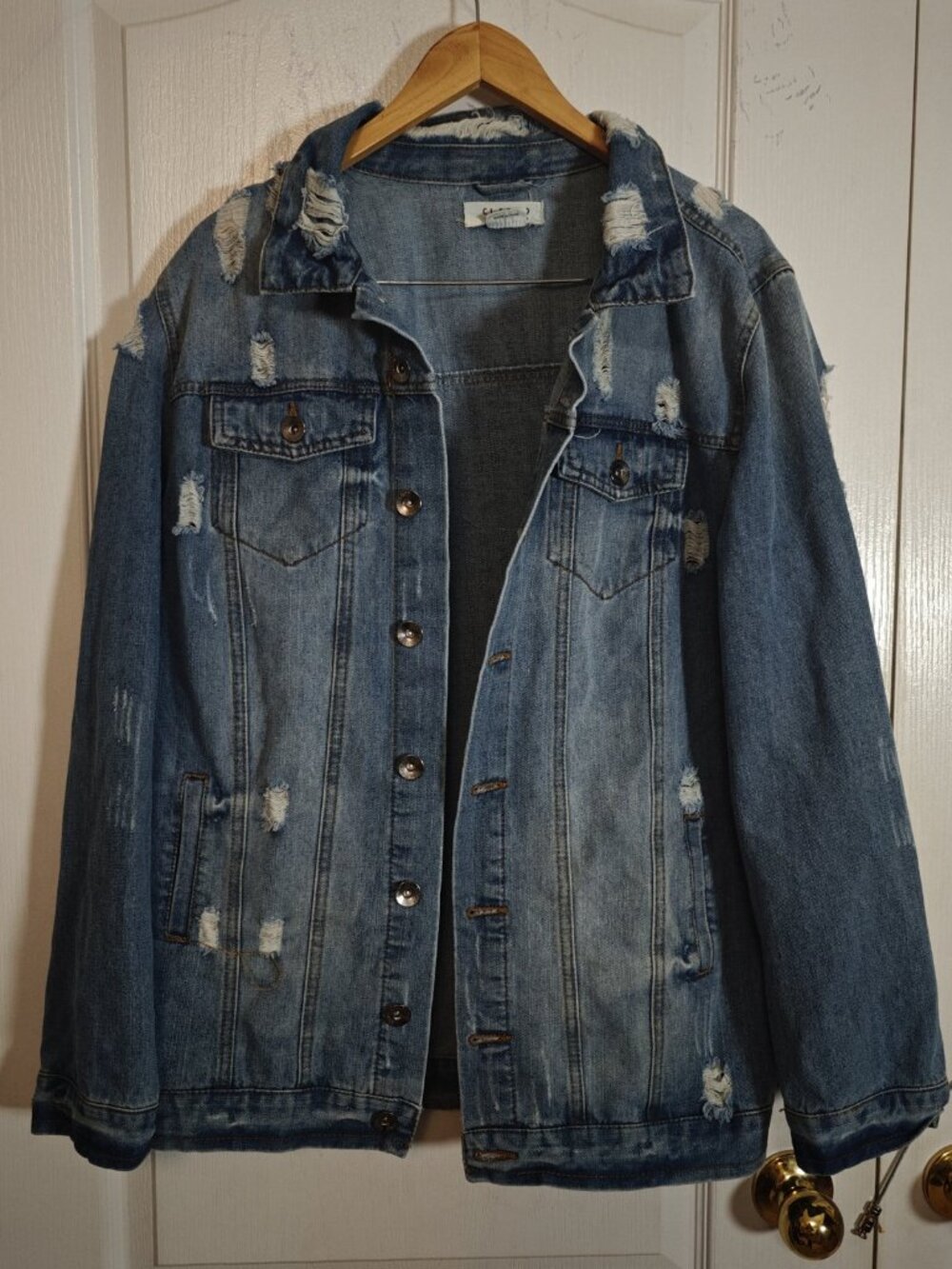 Ci Sono Distressed Denim Jacket, XL